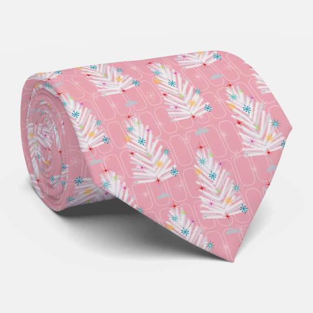 Aluminium Christmas Trees Pink Christmas Tie (Rolled)