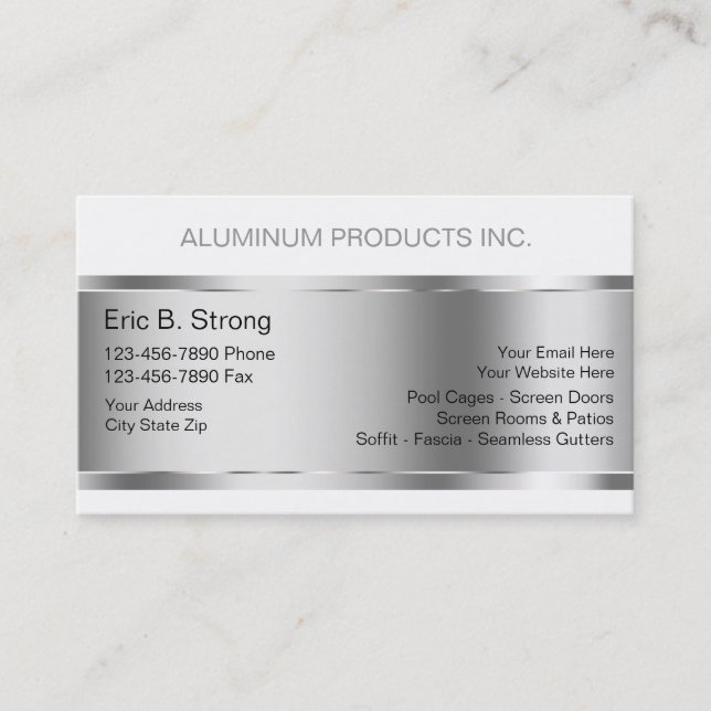 Aluminium Construction Business Cards (Front)