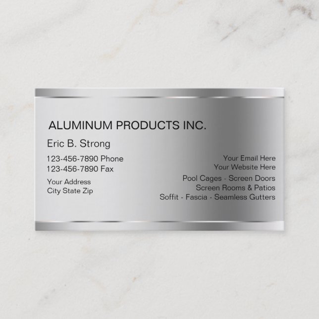 Aluminium Construction Business Cards (Front)
