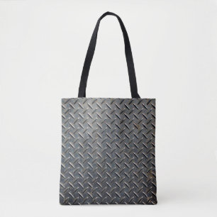Aluminium dark list with rhombus shapes tote bag