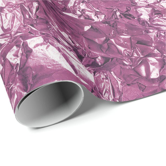 Aluminium Foil Amethyst Plum Metallic Wrinkled Wrapping Paper (Roll Corner)