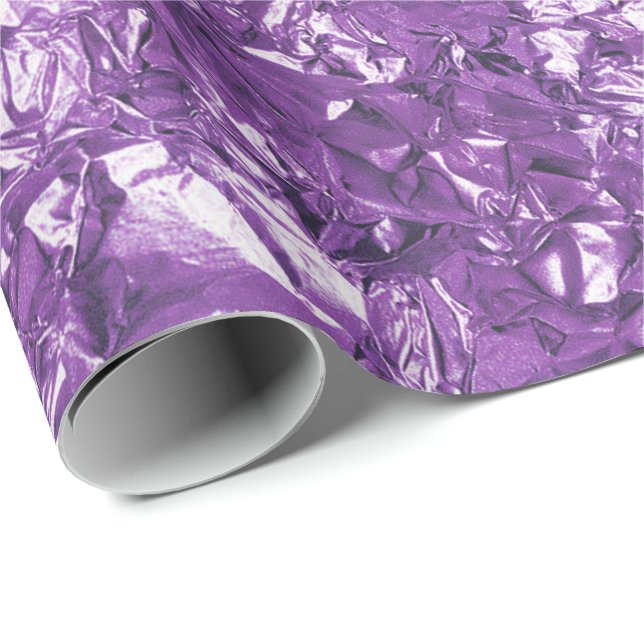 Aluminium Foil Amethyst Purple Metallic Wrinkled Wrapping Paper (Roll Corner)