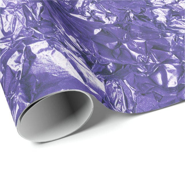Aluminium Foil Blue Purple Metallic Wrinkled Wrapping Paper (Roll Corner)