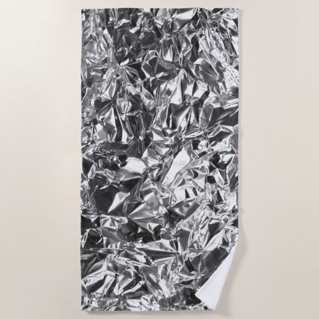 Aluminium Foil Design Silver Colour Beach Towel (Front)