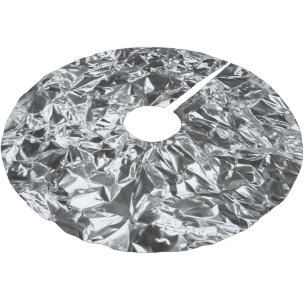 Aluminium Foil Design Silver Colour Brushed Polyester Tree Skirt