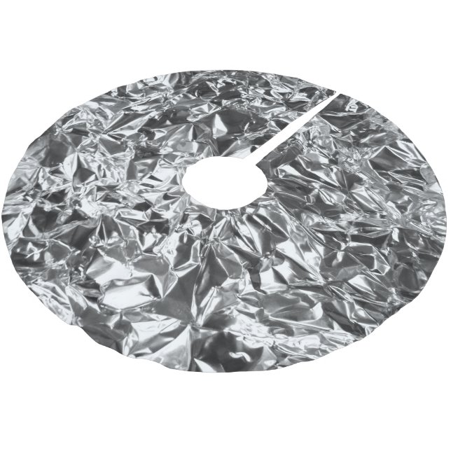 Aluminium Foil Design Silver Colour Brushed Polyester Tree Skirt (Angled)