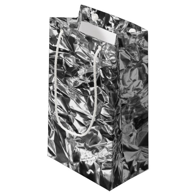 Aluminium Foil Design Silver Colour Small Gift Bag (Front Angled)