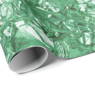 Aluminium Foil Greenery Green  Metallic Wrinkled Wrapping Paper