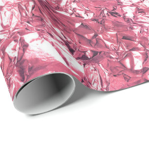 Aluminium Foil Pink Rose White Wrinkled Wrapping Paper