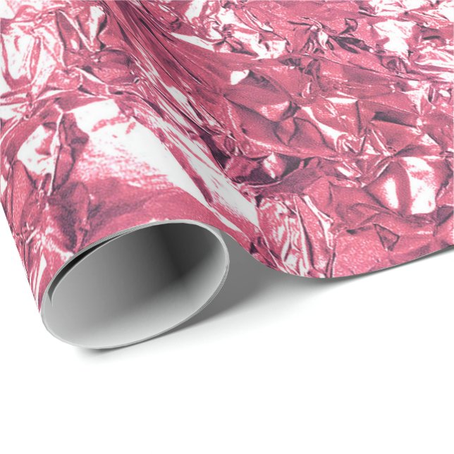 Aluminium Foil Pink Rose White Wrinkled Wrapping Paper (Roll Corner)