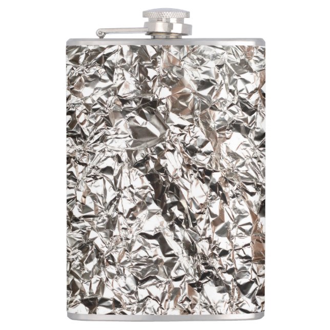 Aluminium foil texture hip flask (Front)
