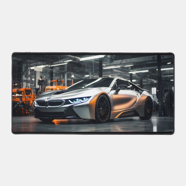 aluminium futuristic race car desk mat (Front)