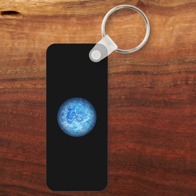 Aluminium Rectangle Calm Tide Fluid Art Keychain (Back)