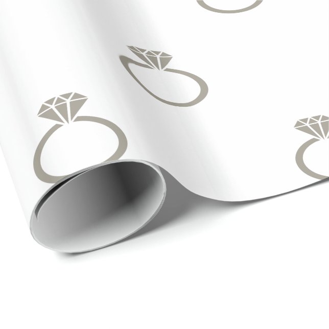 Aluminium Silver Grey Engagement Rings on White Wrapping Paper (Roll Corner)