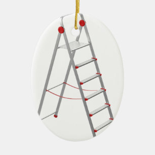 Aluminium step ladder ceramic tree decoration