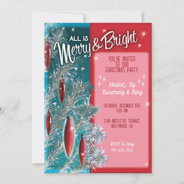Aluminium Tree Christmas Party Invitations (Front)