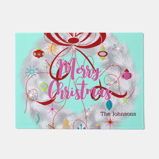 Aluminium Wreath Retro Christmas Doormat (Front)