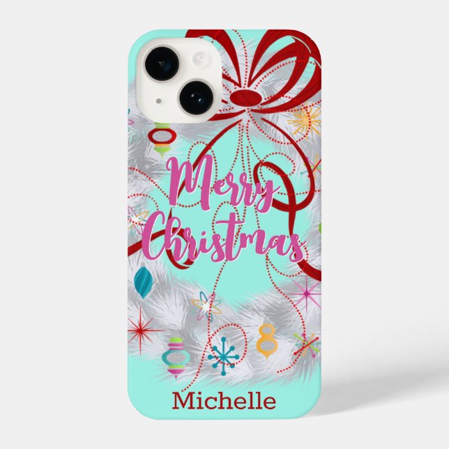 Aluminium Wreath Retro Christmas iPhone Case (Back)