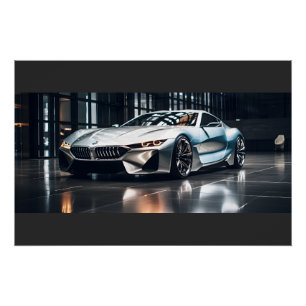 aluminum futuristic race car poster