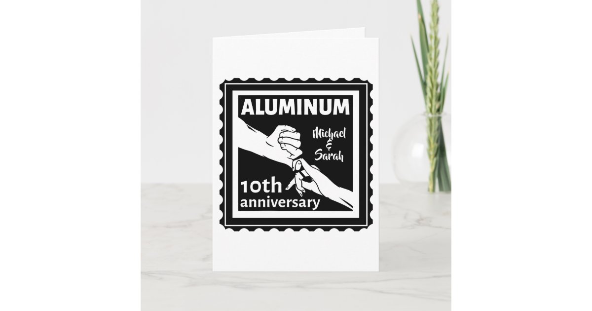 ALUMINUM traditional 10th wedding anniversary gift Card Zazzle.co.uk