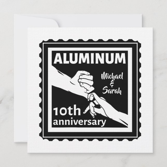 ALUMINUM traditional 10th wedding anniversary gift Invitation (Front)