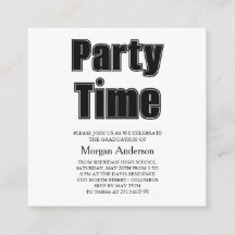Alumni Font Black White Grad Party Card