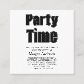 Alumni Font Black White Grad Party Card