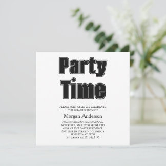 Alumni Font Black White Grad Party Card