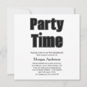 Alumni Font Black White Grad Party Card