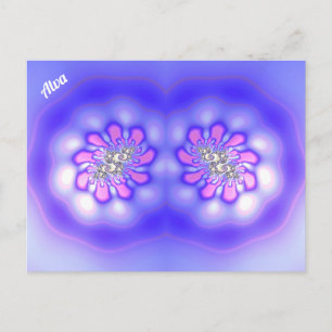 ALVA ~ 3D Fractal Design ~ Pink Blue Mauve ~ Postcard