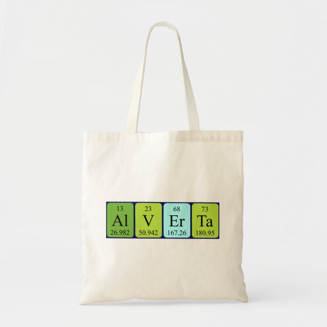 Alverta periodic table name tote bag (Front)