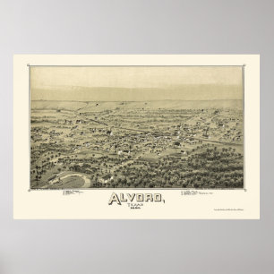 Alvord, TX Panoramic Map - 1890 Poster