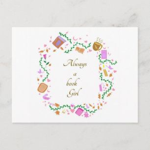 Always a book Girl Holiday Postcard