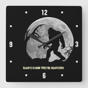 Always a good time for Squatchin! Square Wall Clock