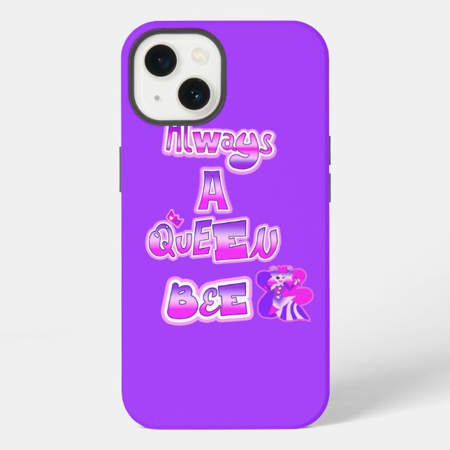Always a queen bee hot purple iPhone case (Back)