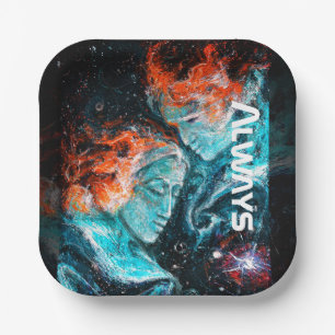 Always Across the Space Nebula Couple Paper Plate