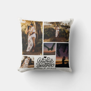 Always And Forever 5 Photos Collage Valentine Cushion