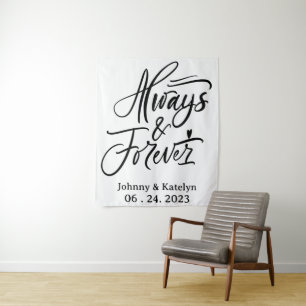Always and Forever Custom Wedding Backdrop Tapestry