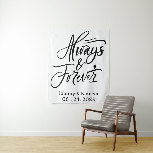 Always and Forever Custom Wedding Backdrop  Tapestry (In Situ)