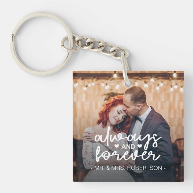 Always and forever custom wedding photo key ring (Front)