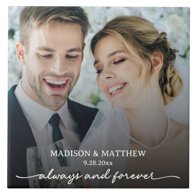 Always and Forever Custom Wedding Photo Tile (Front)