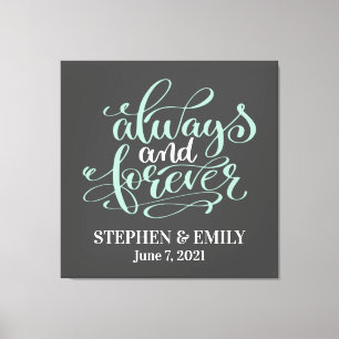 Always and Forever Mint Couples Anniversary Canvas Print