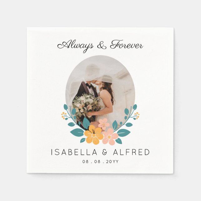 Always and Forever Personalised Wedding Napkin (Front)