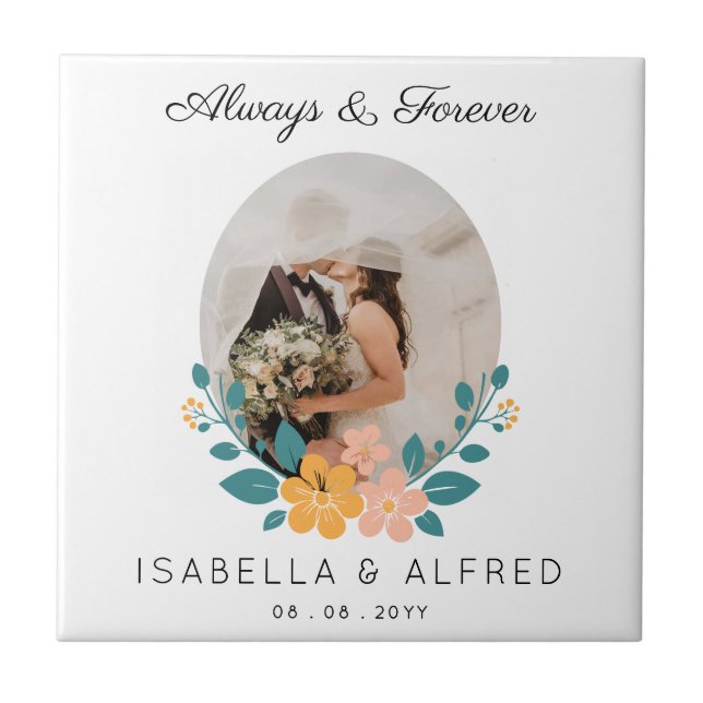 Always and Forever Personalised Wedding Tile (Front)