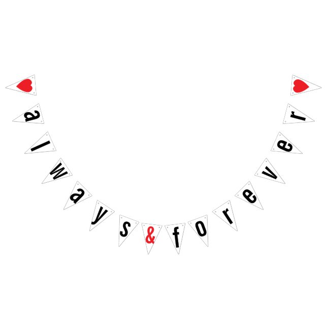 ALWAYS AND FOREVER RED HEARTS WEDDING DECOR BUNTING  (All)
