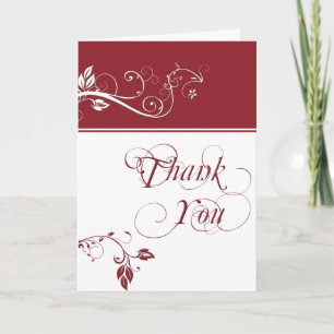 Always and Forever Ruby Colour Band and Vine Scrol Thank You Card