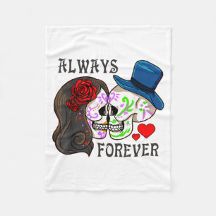 Always And Forever - Valentines Day Sugar Skull Lo Fleece Blanket