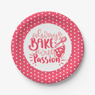 Always Bake with Passion Pink Cake Whisk Pastry Paper Plate