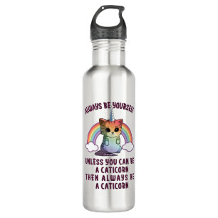 Always Be a Caticorn Girls Women Cat Unicorn 710 Ml Water Bottle