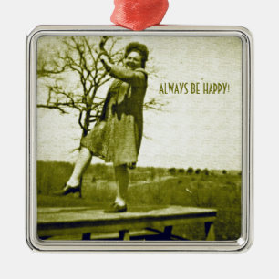 ALWAYS BE HAPPY! METAL TREE DECORATION